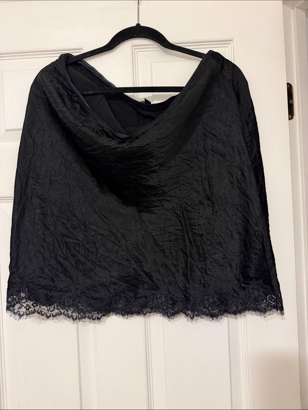 J. Crew Black Lace-Hem Women's Silk Skirt